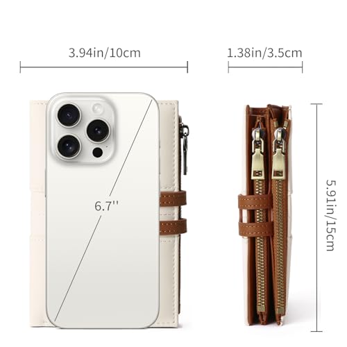 GAEKEAO Small Wallets for Women RFID Blocking Leather Trifold Clutch Wallet Credit Card Holder Wallet Card Case Purse with ID Window3