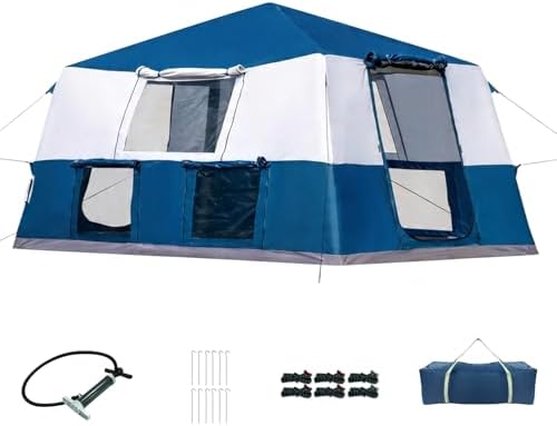 Inflatable Camping Tent with Pump, 6–8 Person Large Family Air Te...