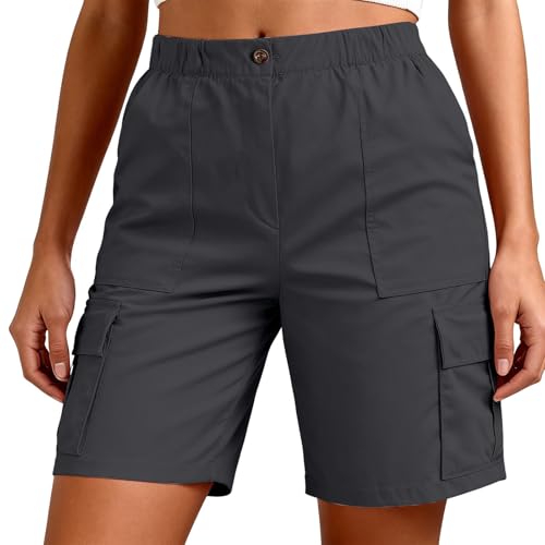 Short cargo femme été taille élastique pantalon court fluide avec poches