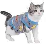 Cat Surgery Recovery Suit Professional for Surgical Abdominal Wound Or Skin Diseases E-Collar Alternative for Cats After Surgery Wear Pajama Suit (Gray, Medium)