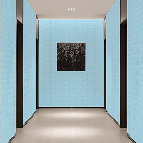 Image of Arto 3D PE Foam Self Adhesive Brick Design Wall Stickers /DIY Wallpaper for Home Hotel Living Room Bedroom Cafe Decor DIY Wall Paper (Thickness 8MM, 70 x 77 cm, Blue) Decorative Wallpaper