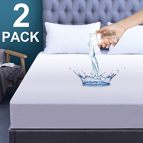 GRT 2 Pack Twin Size Waterproof Mattress Protector, Breathable Mattress Cover, Fitted Bed