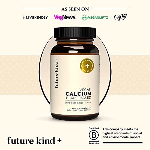 Future Kind Vegan Calcium Supplement (60 Capsules) - Plant-Based Calcium Magnesium Supplement Sourced From Iceland For Teeth And Bone Support - Calcium Supplements For Women & Men #TOP3