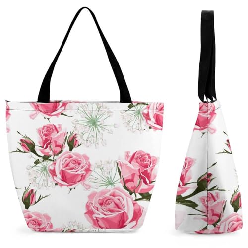 Sac de shopping rose aquarelle en toile durable chic et spacieux