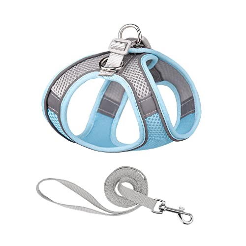 MILASIC 犬 猫用 ハーネス S 小型犬 子犬 胴輪 メッシュ 涼しい 夏用 快適 散歩用品 リードセット 抜け防止 安全 反射 夜間 散歩グッズ ペットアイテム TN-CTHN-BU-S