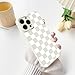 NITITOP Compatible with iPhone 14 Pro Max Case Cute Aesthetic Checkerboard Checkered Pattern for Women Girl Trendy Slim Fit TPU Silicone Shockproof Full Camera Protection Cover - White