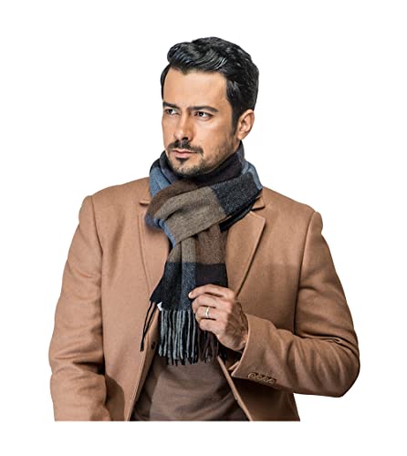 UK_Stone 100% Wolle Halstuch Herren Schal Einfarbe Karo Kariert Streifen Winter Herrenschal, ♥Material:100% Wolle. Größe: 180*30cm(71''x 12'') Cover