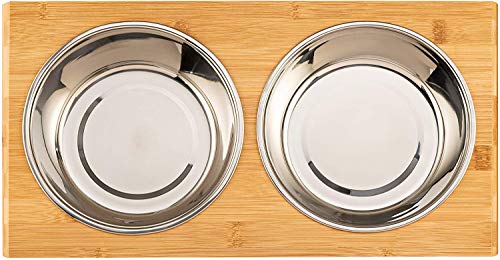 Migosset Futterstation - Erhöhter Futterspender für kleine, mittlere & größere Hunde - Futternapf-Halterung aus Bambus - Mit 4 Edelstahlnäpfen (groß) - Image 5