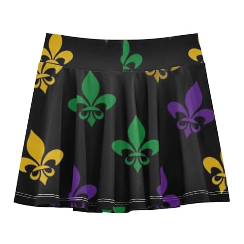 Athletic Shorts for Girls Skorts Skirts with Shorts 2 in 1 Flowy Skort Fleur De Lis Symbols 3t2