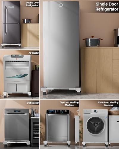 Image of FEDUS MAXISTAND Heavy Duty Metal Fridge Stand Trolley (No Wheels) Anti-Vibration Adjustable Base (20x20 to 27x30 Inch) for Single Double Door Refrigerator, 225kg Load Samsung, Haier, LG, Haier, Godrej