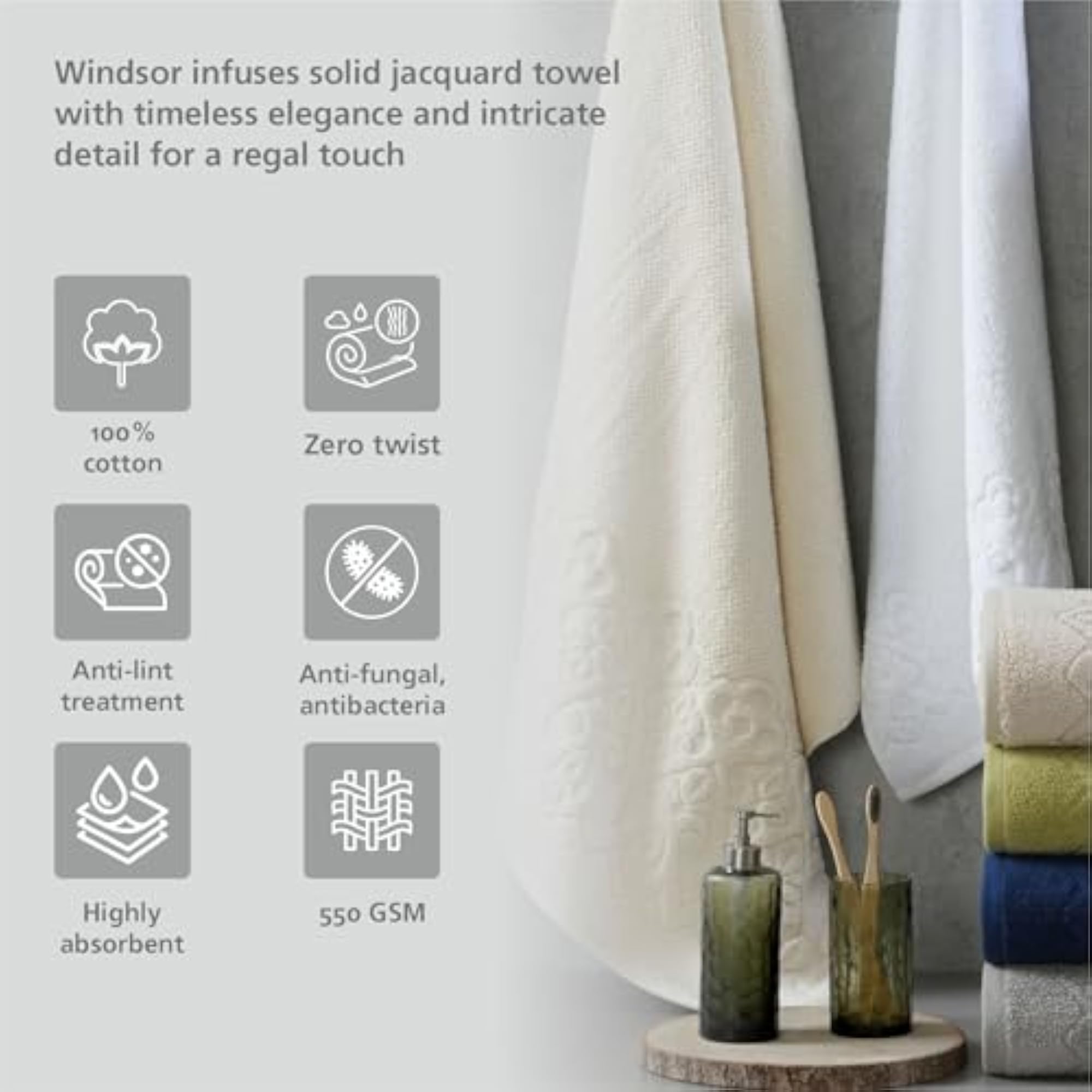 Cotton Windsor Face Towel Set of 4, White