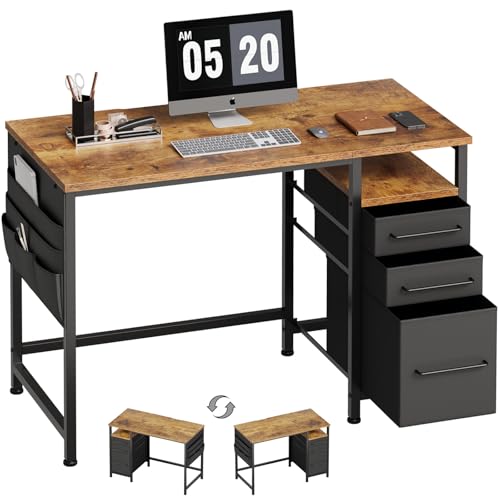 Ｍａｉｈａｉｌ Maihail Small Desk with Drawers, 40 inch Computer Desk with Shelves, Writing...
