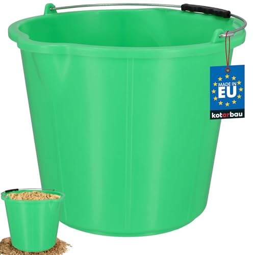 KOTARBAU® Cubo de plástico con Boquilla y asa, 15 litros, Color Verde, Cubo con Pico vertedero, Plástico Resistente, Cubo Industrial, Limpieza, jardín