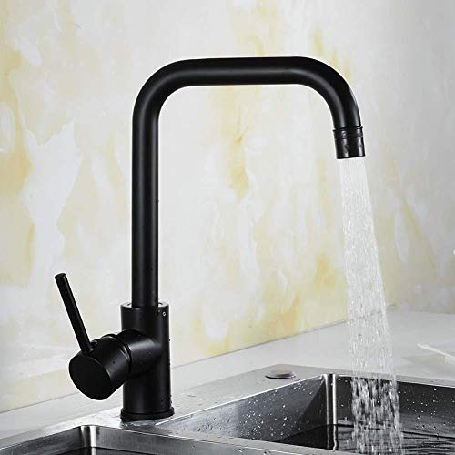 Hermanhao Küchenarmaturen Küchenarmatur Kalt- und Warmwasser Schwarz Messing Spültischarmatur Einhand-Standmixer Flexible Mischbatterien