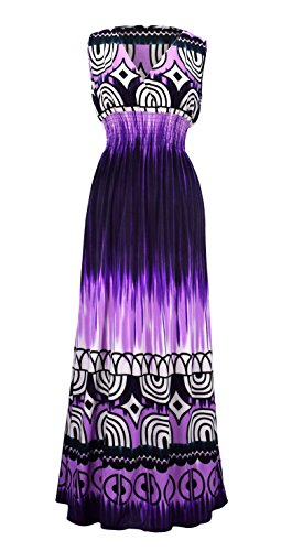 Peach Couture Exotic Tahiti Multicolor Tie Dye Border Print Maxi Dress