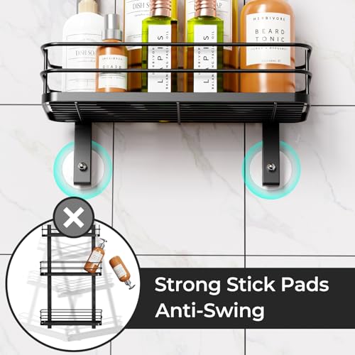 Odesign WP420-WP322 4 Tier Shower Caddy Organizer-Over The Door Shower Caddy-Anti-Swing Hanging Bathroom Shelves Storage Rack Height-Adjustable Large Shower Caddies-Black thumb #6