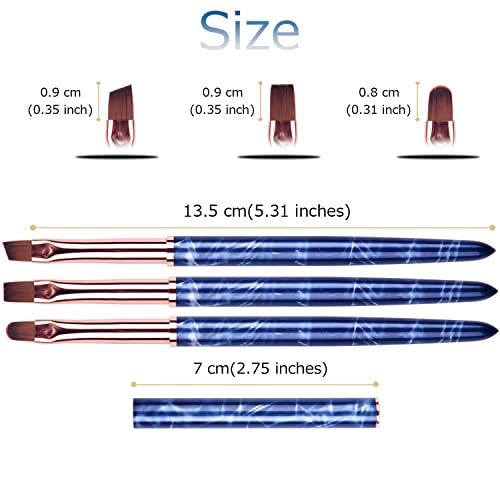 Ycyan 3Pcs Oval & Flat & Angled Uv Gel Nail Brush Set, Professional Nail Art Design Brushes For Polygel Uv Builder Gel Nails Extension #TOP5