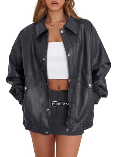 XIEERDUO Y2K Faux Leather Bomber