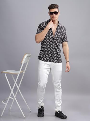 Image of MODERN ELEGANCE Men Slim Fit Navy Small Liberty Floral Printed Casual Shirt