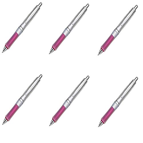 Pilot Dr. Grip Center of Gravity Retractable Ball Point Pen, Medium Point, Pink Grip, Black Ink, 6 pens (36182)
