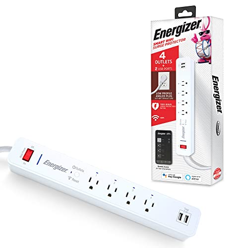 Image of Energizer Connect Smart WiFi Surge Protector with 4 AC Ports, 2 USB Ports, Remote Access and Voice Control | Compatible with Alexa and Google Assistant