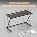 TIQLAB Gaming Desk with Power Outlets & LED 32 Inch Ergonomic Computer Carbon Fiber Surface Gamer Table, PC Workstation with Headphone Hook for Bedroom, Kids Desk Gift for Boys, Black