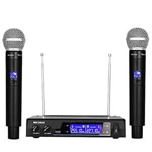 MicrocKing Wireless Microphone System Dynamic Handheld Microphones,150 Ft Operating Range,16 Hours Continuous Use,Ideal for Karaoke, Party, DJ, Church, Wedding, Indoor/Outdoor Activities