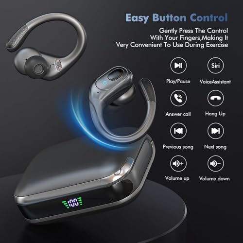 undefined sajawass Wireless Earbuds, Sports Bluetooth Headphones, 75Hrs Playtime Ear Buds with LED Power Display, Noise Canceling Headset, IPX7 Waterproof Earphones for Workout/Running の商品画像 2
