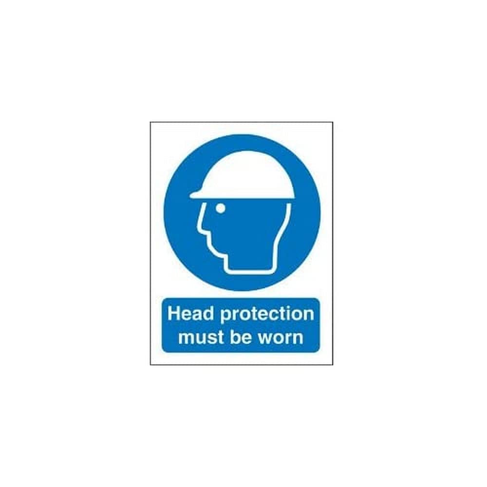 Mandatory Sign Head Protection Adhesive Plastic 20 x 15 cm