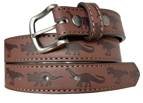 Cinturón de cuero para niños de 1 pulgada con equipo de construcción y dinosaurios