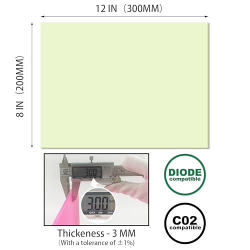 Image of 2pcs Pastel Cell Cast Acrylic Sheets Pistachio Green 1 /8inch (3mm) 7.87x11.8 200x300mm Glossy Matte Laserable Plexiglass Sheets Plasitc Board for Laser Cutting Engraving DIY Project