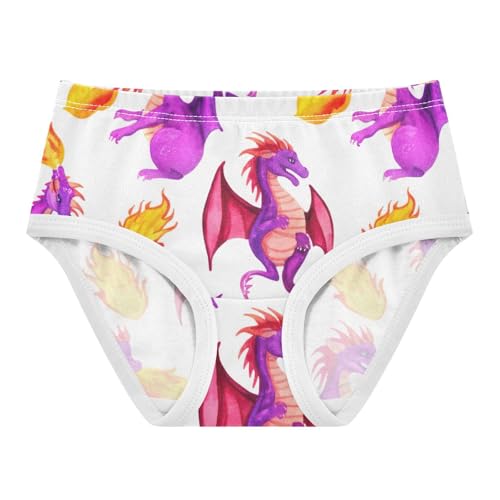 Cute Purple Dragons White Panties for Girl Girls Underwear Toddler Cotton Artistic Briefs Underpants 2t