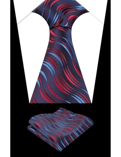 Image of Alizeal Mens 3.15'' Gradient Novelty Pattern Tie Set with Pocket Square Casual Color Tie Set