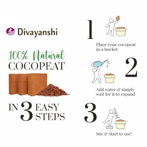 Image of Divayanshi Cocopeat Block for Plants & Gardening | 100% Natural Organic Growing Medium | High Water Retention Soil Conditioner for Home Garden, Nursery & Pots- 2kg