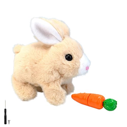Woeau Rabbit Toys for Kids - Walking & Talking Electronic Rabbit with Carrot, Funny Plush Bunny with Sounds & Movements (Brown)
