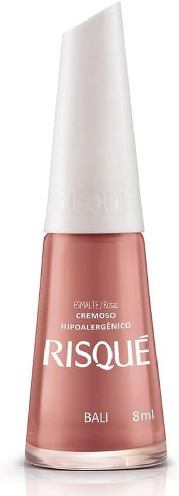 Nail Polish Risque Rose Nude | Esmalte de Unhas | Fast Dry, Hypoallergenic, Long-Lasting, Extra Sparkle, Made in Brazil | Bali, 0.3 oz, 8ml