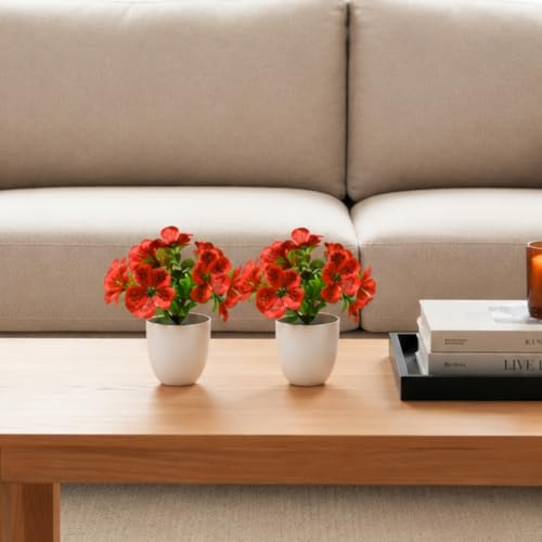 Image of fancymart Artificial Real Touch Flower Plant with Pot (Pack of 2), 16 cm Height, Decorative Faux Floral Plant for Home, Office, Living Room, Bedroom, Table & Shelf Decor