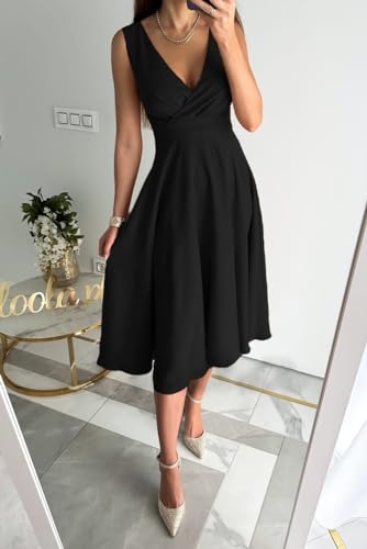 Catalpalev Women's V-Neck Splicing Temperament Swing Dresses Women's Dating Dresses Bridesmaid Wedding Dresses2