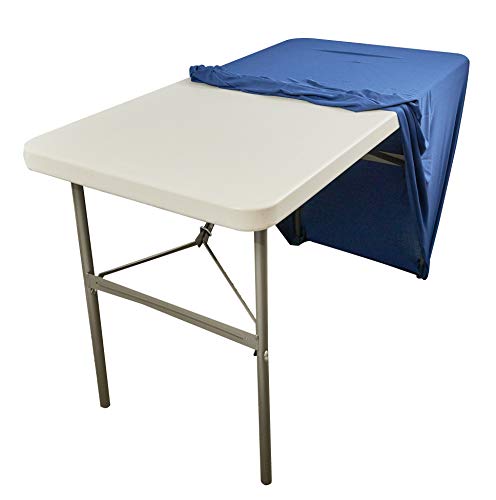 Nappe élasthanne 1,2m bleue rectangulaire housse table banquet - 5