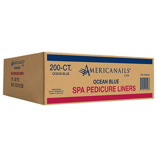 Americanails Premium Spa Pedicure Chair Bath Liners, Fits All Pedicure Spas, Salon Quality Sanitary Disposable Plastic Pedicure Liners with Elastic Band - 200 Count, Ocean Blue