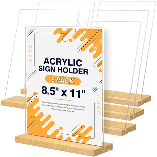 Support incliné en plastique transparent L/T avec socle bois 21x27