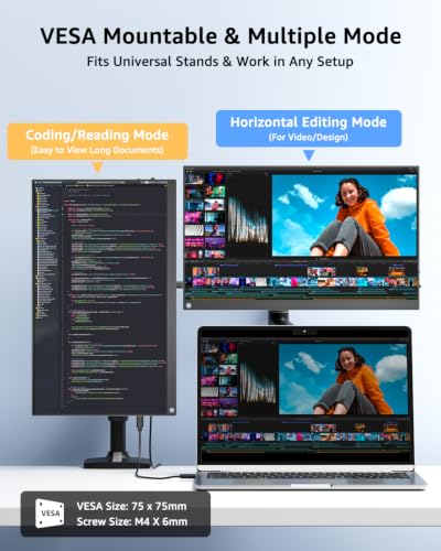 Image of Yodoit Portable Monitor for Laptop 1920x1200 14 inch FHD Travel IPS Screen Display with USB Type C Port and Built-in Speakers with Cover Compatible with PC, MacBook, Xbox