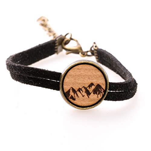 Preisvergleich Produktbild treeforce Berge Armkette aus Kirschholz mit schwarzem Samtband