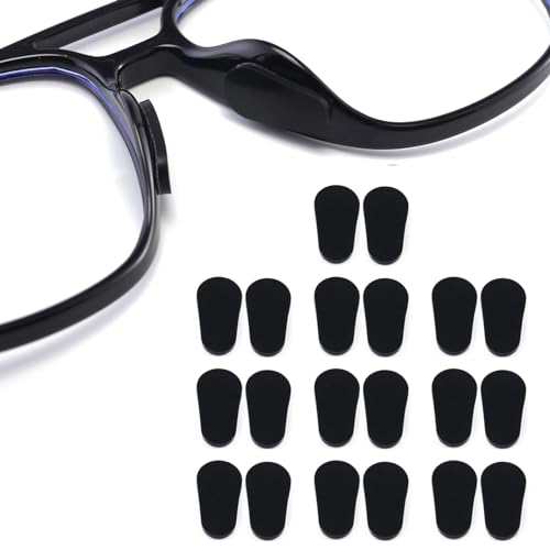 10 Paare Silikon Nasenpad Antirutsch Klebend Pad für Brillen und Sonnenbrillen, rutschfeste Selbstklebende Nasenpads,Schwarz,1.0mm