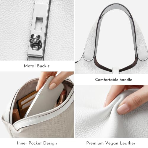 Image of Tote Bag for Women Vegan Leather Bucket Purse for Women Top Handle Handbag Shoulder Bag with Detachable Small Purse