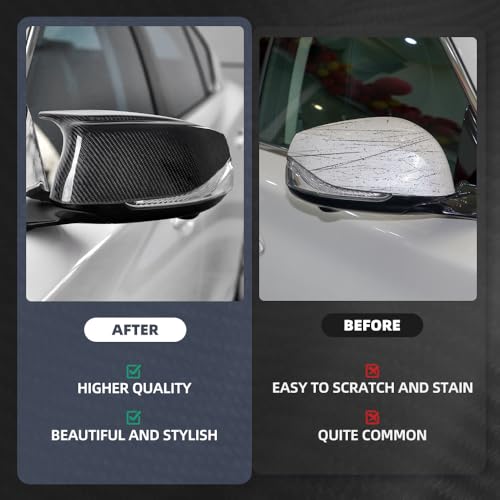 Real Carbon Fiber Mirror Caps for Infiniti Q50 Q60 Q70 Qx30 Qx50 Q50l Accessories, Replacement Rearview Side Mirror Covers Caps, Car Accessories Decorative, 1pair(Left-Right) - Image 4