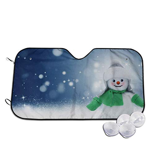 雪だるま 冬 車用サンシェード 車窓日よけ カーシェード UVカット 遮光 断熱 日焼け防止 防紫外線 静電気 取付け簡単 吸盤2個付