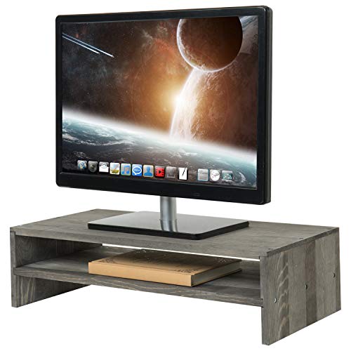 MyGift 2-Tier Rustic Gray Wood Ergonomic Computer Monitor Stand Riser & Workstation Desktop Organizer Shelf MyGift 2-Tier Rustic Gray Wood Ergonomic Computer Monitor Stand Riser & Workstation Desktop Organizer Shelf