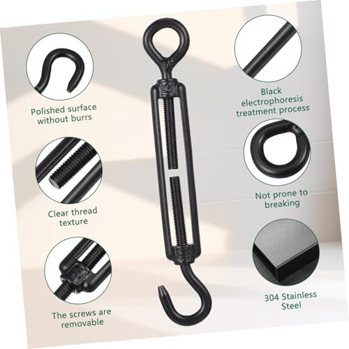 Cabilock 5 piezas Tensor para cables con gancho y ojo en acero inoxidable, diseño ajustable, anti-deslizante para luces y colgar cuadros miniatura 7