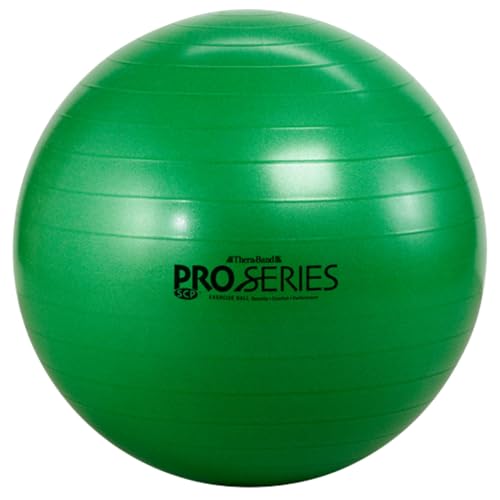 THERABAND Pro Series Exercise Ball, 26' Green Stability Trainer for 5'7'–6'1' Users, Anti-Burst Yoga & Pilates Ball, Balance & Core Trainer, For Athletes Fitness at Gym & Home